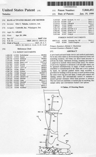 United States Patent - Inline Skate Brake - Eric Talaska